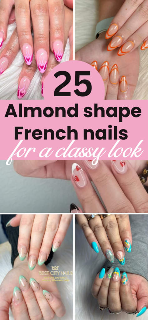 Almond shaped french tip nails