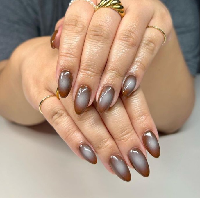 brown aura nails