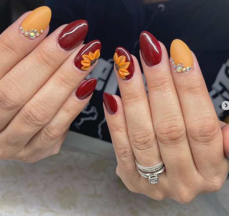 Fall Nails in Dark and bright colors