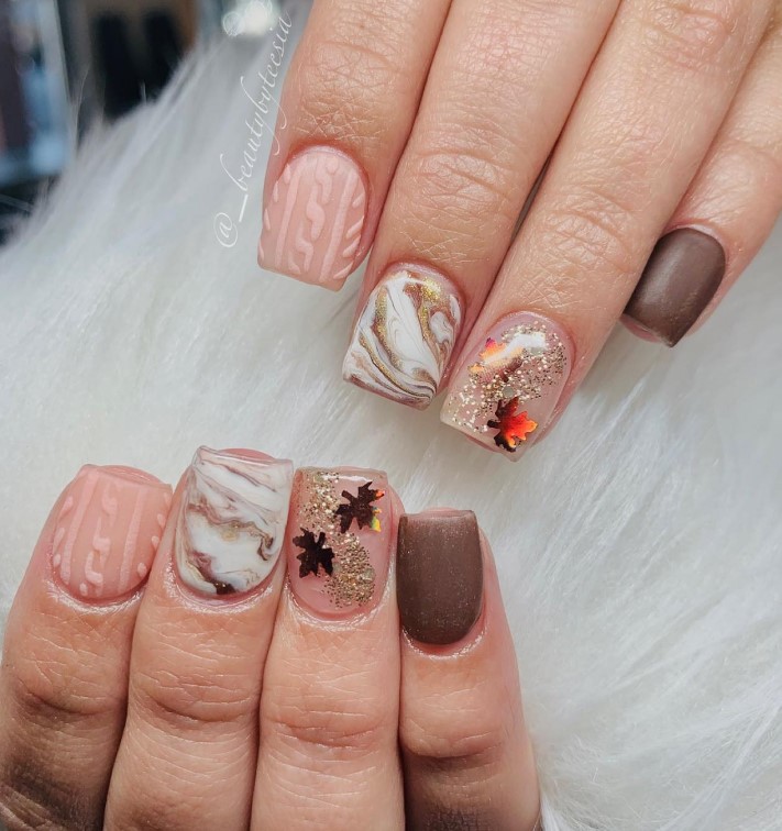 Fall Vibe Nails with Sweater nails