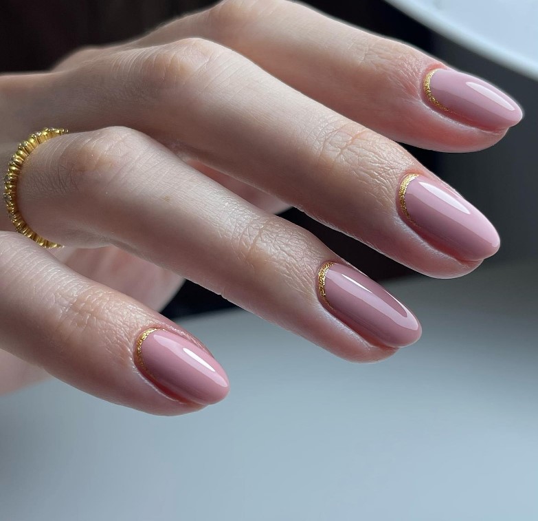 Golden cuff neutral nails