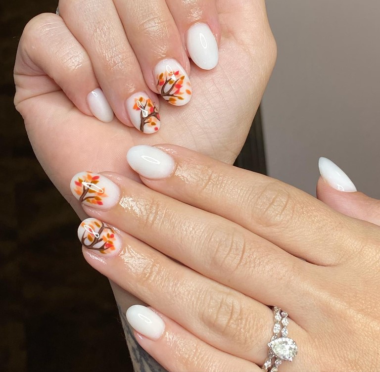 Milky white Ready for Fall Nails 