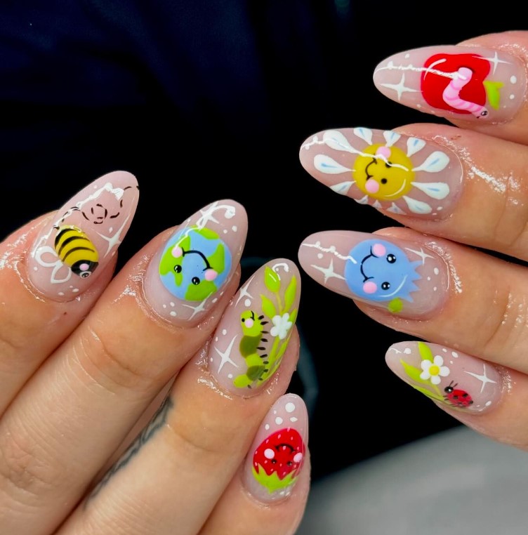 Mix n Match Bumle bee nails