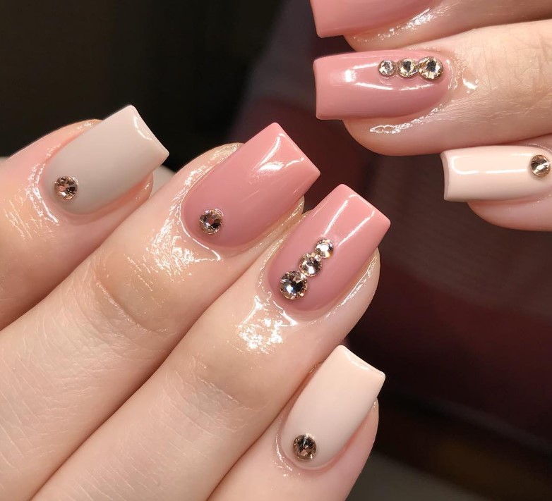 Neutral Nails With Swarovski