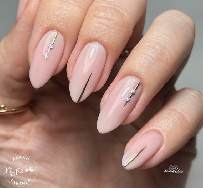 Neutral Nails with  GOLDEN LINE