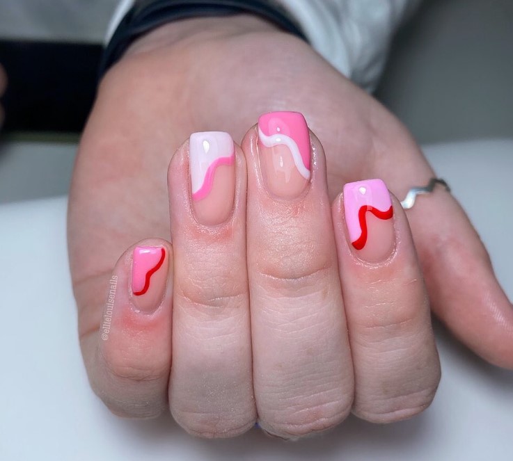 Pink short Nail designs