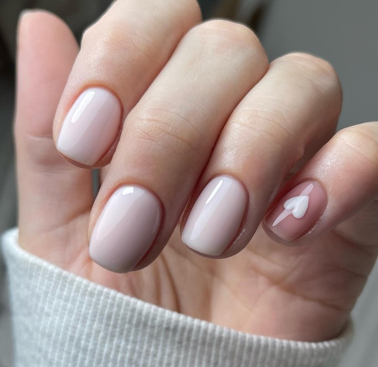 Subtle Heart Natural Nails