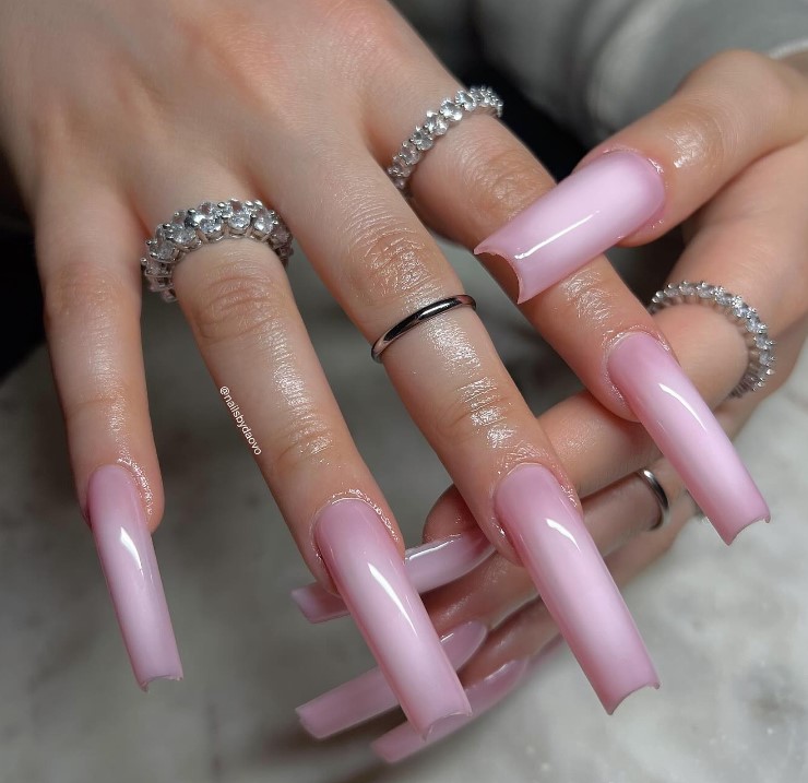 Baby Pink aura nails