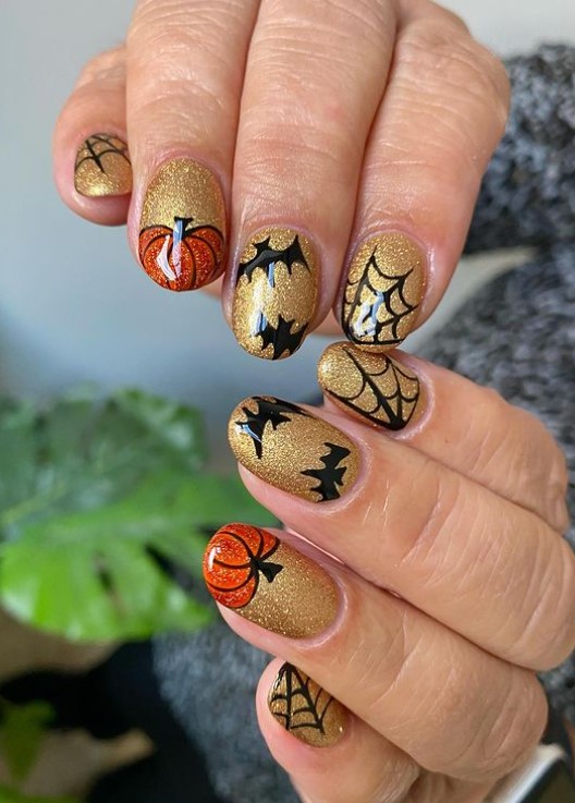 Halloween Nail designs with spiderweb