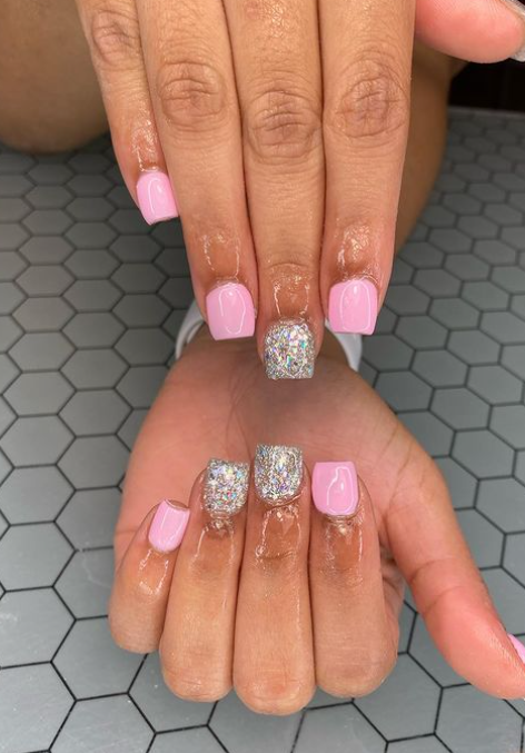 Short Pink with a Splash of Glitter