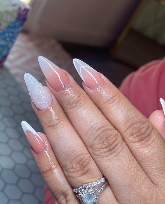 Almond shape French nails