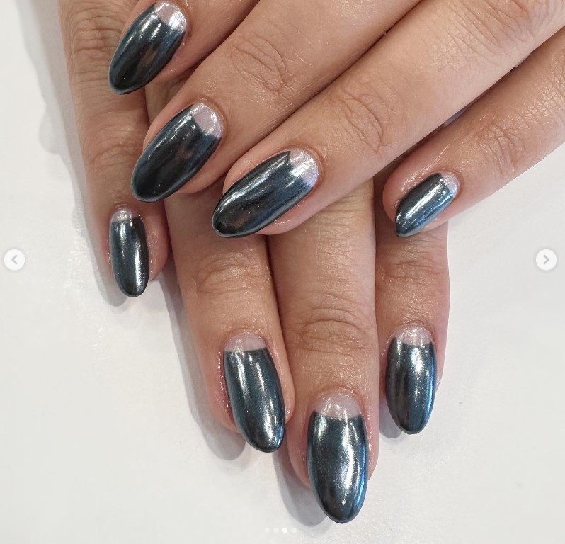 pewter metallic nail art