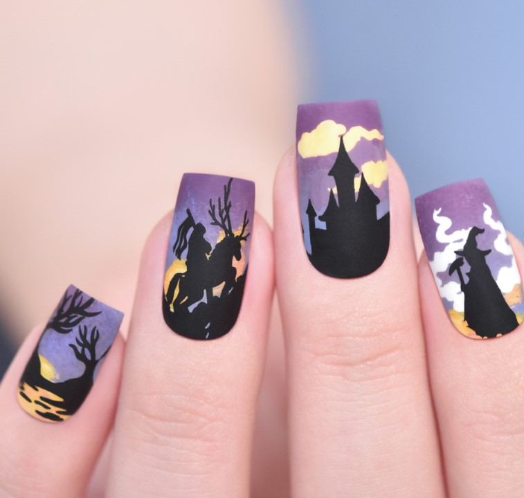 purple and black nails