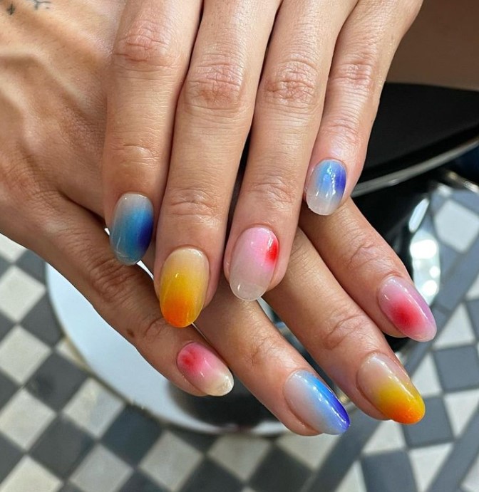 Rainbow aura nail designs 