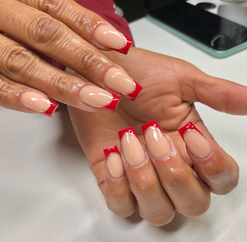 Acrylic Nails French Tips: classy red