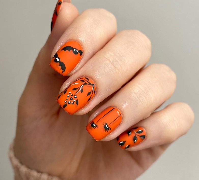 Subtle Halloween Orange Nail Design