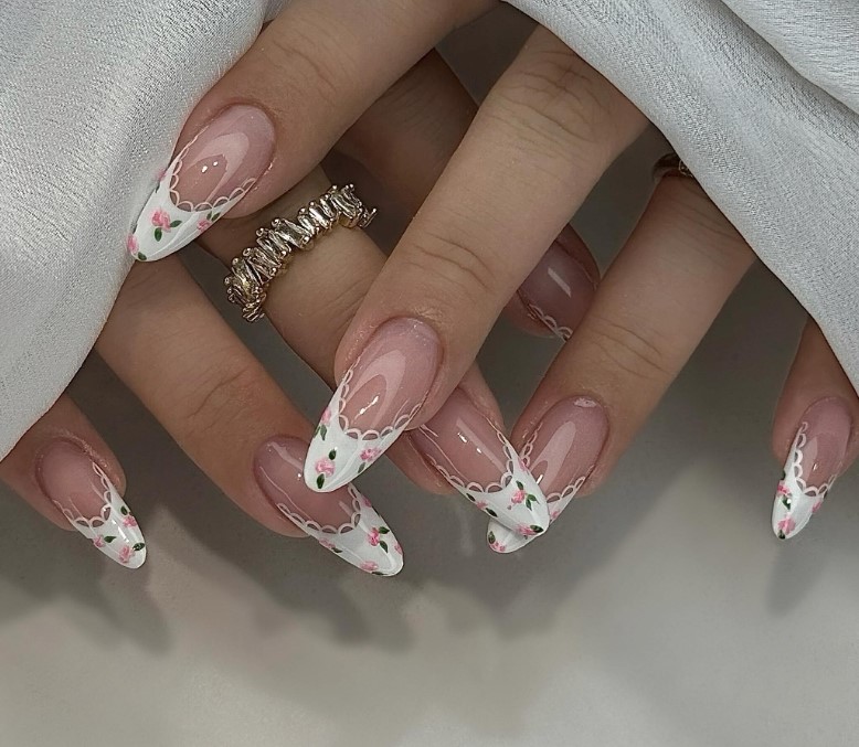 tiny garden french tip nails