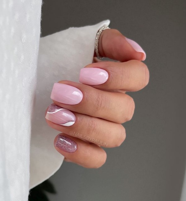 Baby Pink Nails with Shimmer design