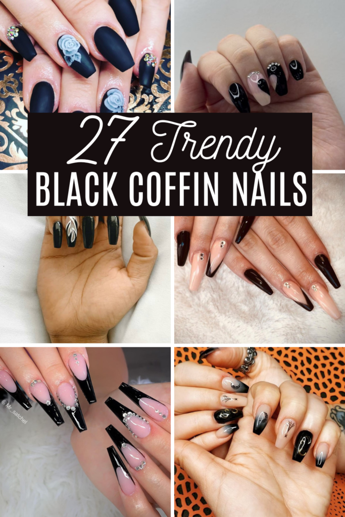 Trendy Black coffin Nails