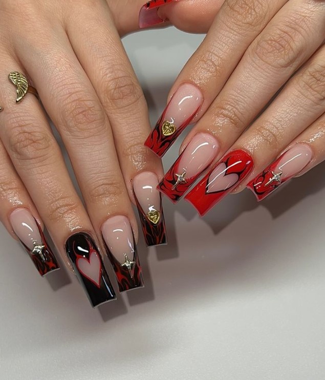 Black and Red Nails