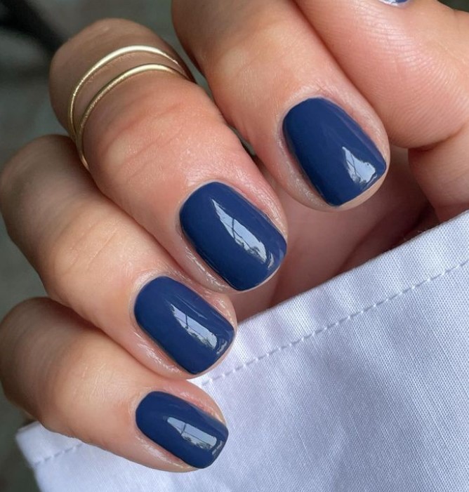 Deep Blue on Natural Nails