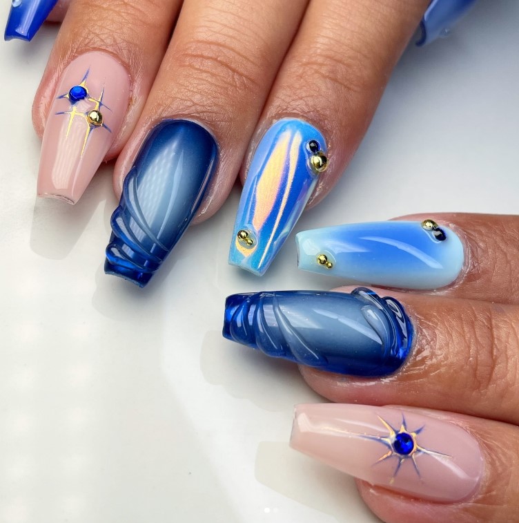 Freestyle Navy Blue Nails