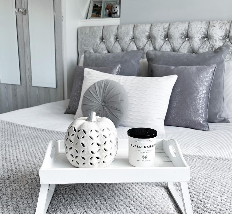 Grey Decor and White Pumpkin