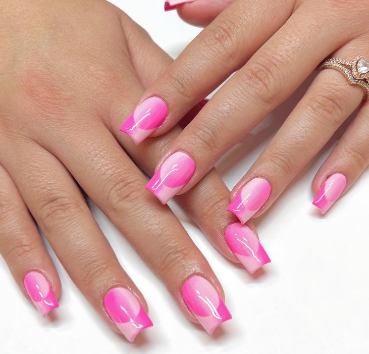 Hot Pink Ombre square nails