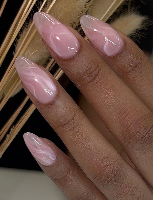 Light pink Marble Nails