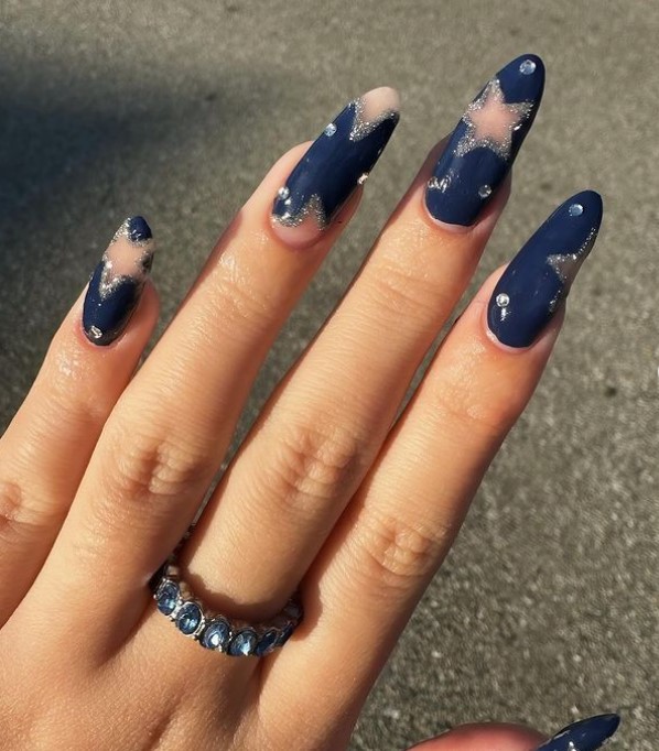 Midnight Sky Navy Blue Nails