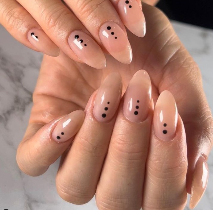 Minimalistic Dotted Almond Acrylic Nails