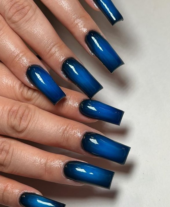 Navy blue aura nails