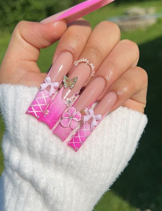 Pink Barbie freestyle nails