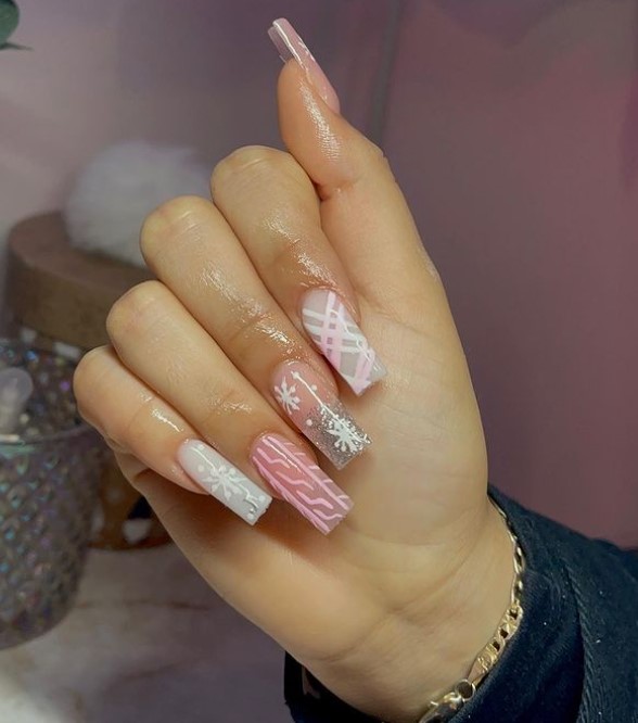 Pink Sweater Nails