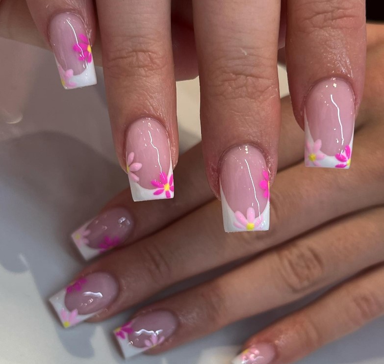 Pinky Florals on short square