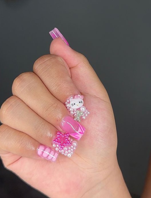 Short Pink Square Nails