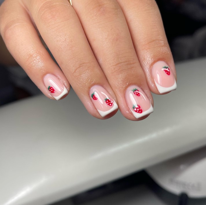 Strawberries on Natural Nails