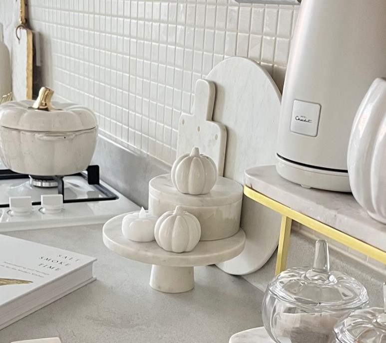 White Pumpkin Kitchen Decor