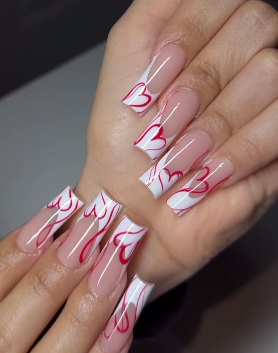 White Tips with Hearts outline