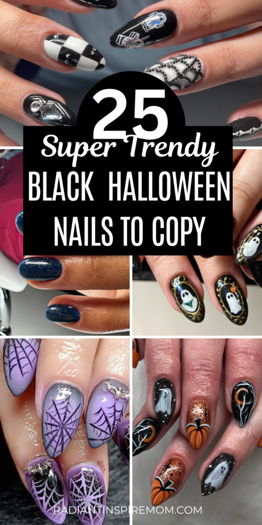 Get ready for Halloween with our collection of 25 black nail designs! From sleek, matte finishes to intricate, spooky patterns, these black Halloween nails are perfect for adding a touch of eerie elegance to your look. Explore a variety of styles, including subtle details and bold statements, to find the perfect manicure for celebrating the season. Whether you’re aiming for a chic, gothic vibe or something uniquely spooky, these designs will inspire your next Halloween nail art. Embrace the dark side with nails that are both stylish and festive