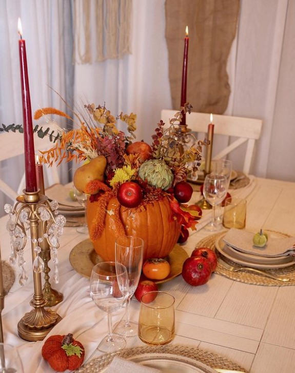 Candles and Pumpkins Decor