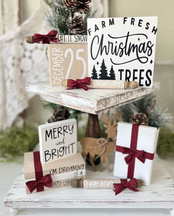  Christmas Farm Tree Tray Decor