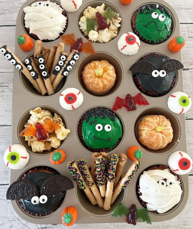 Colorful Halloween snacks kitchen desor