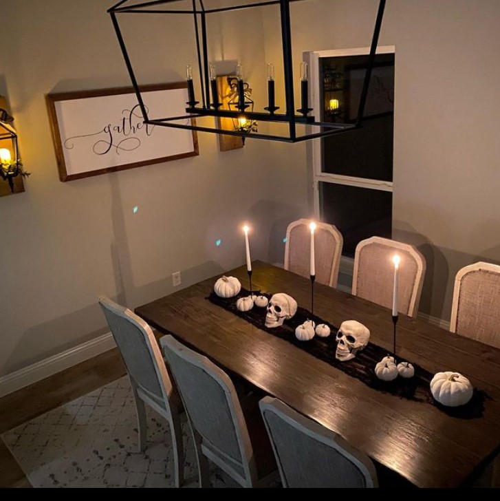 Eerie Dining Table with Skulls