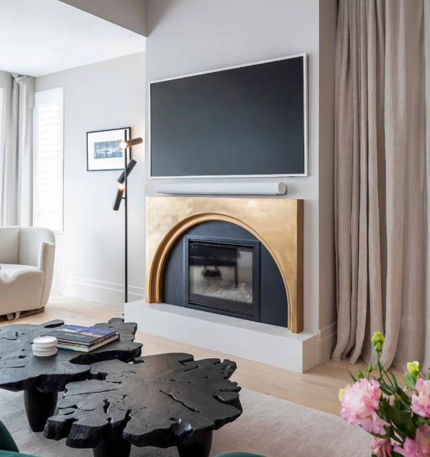 Gas fireplace and wall mounted TV