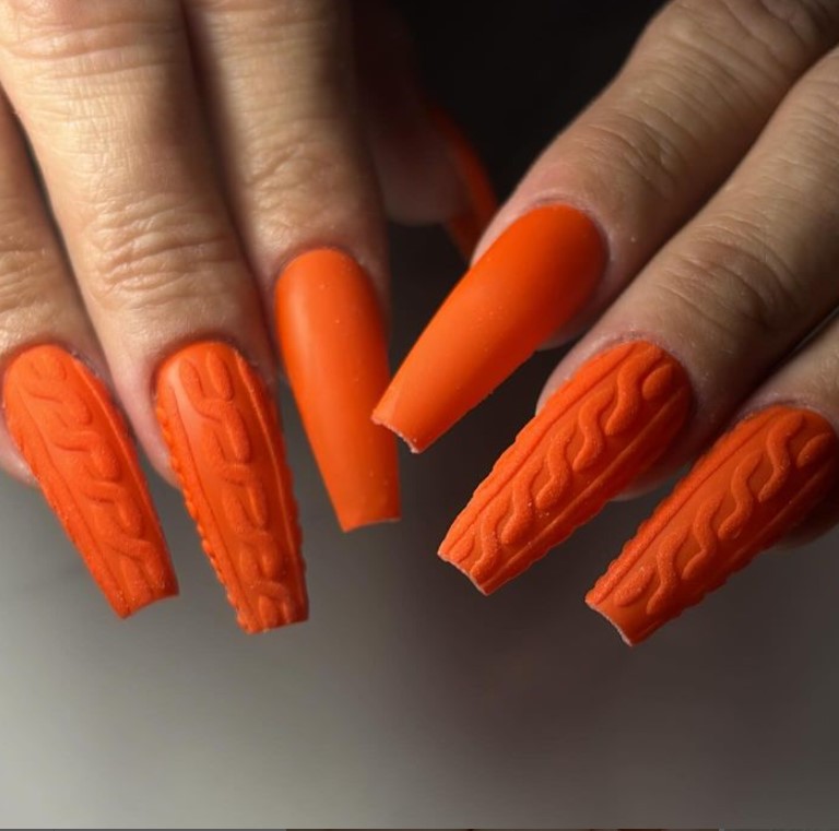 Orange Sweater Nails