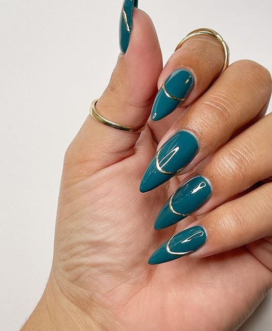 Teal Nails