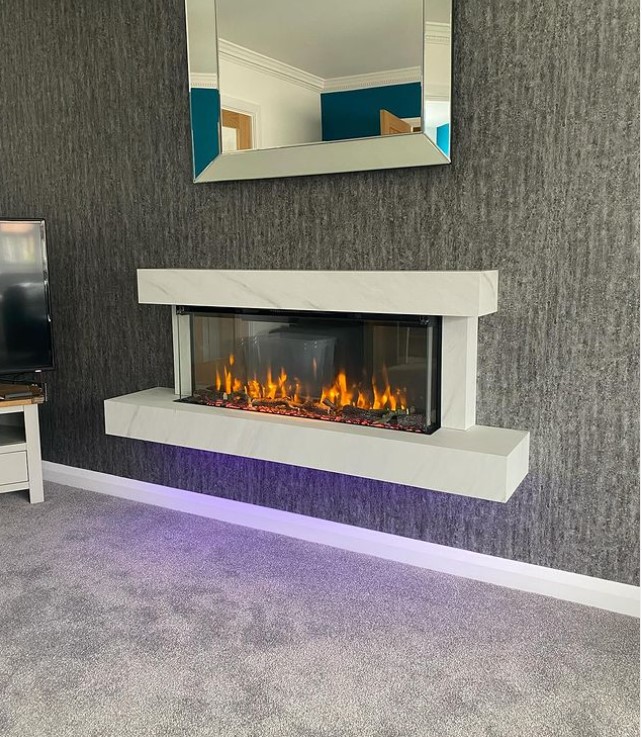 White wall Mounted Fireplace