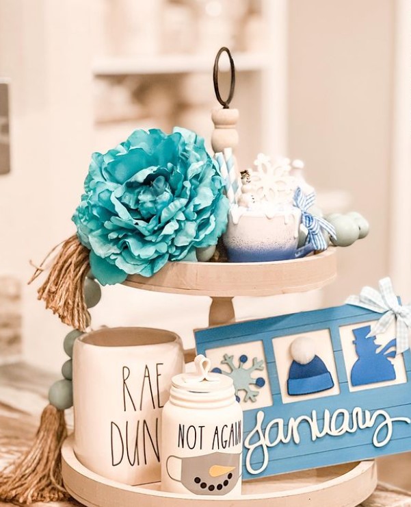 Winter tray Decor in Aqua Decor