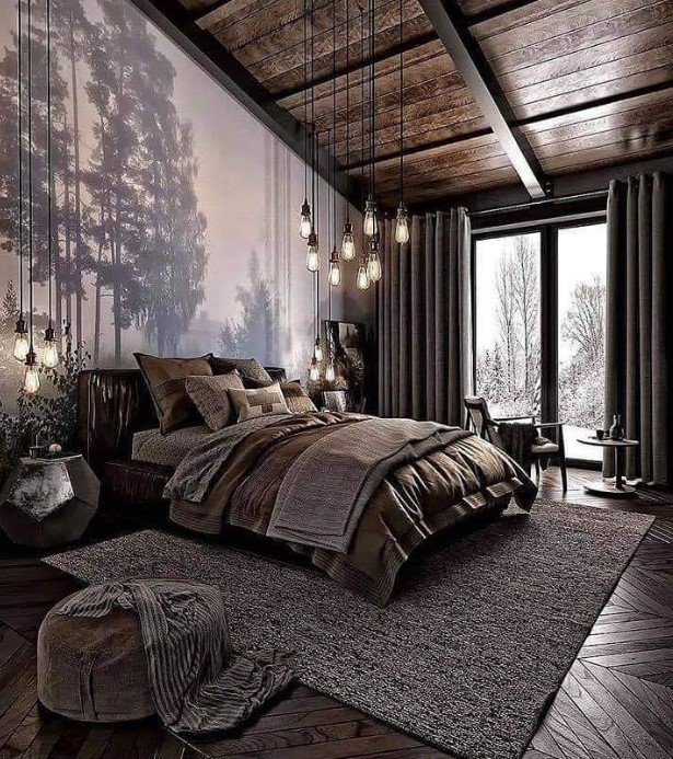 Curtains and drapes for cozy rustic cabin bedroom